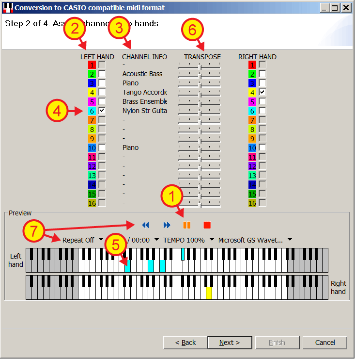 Assigning channels to the right / left hand